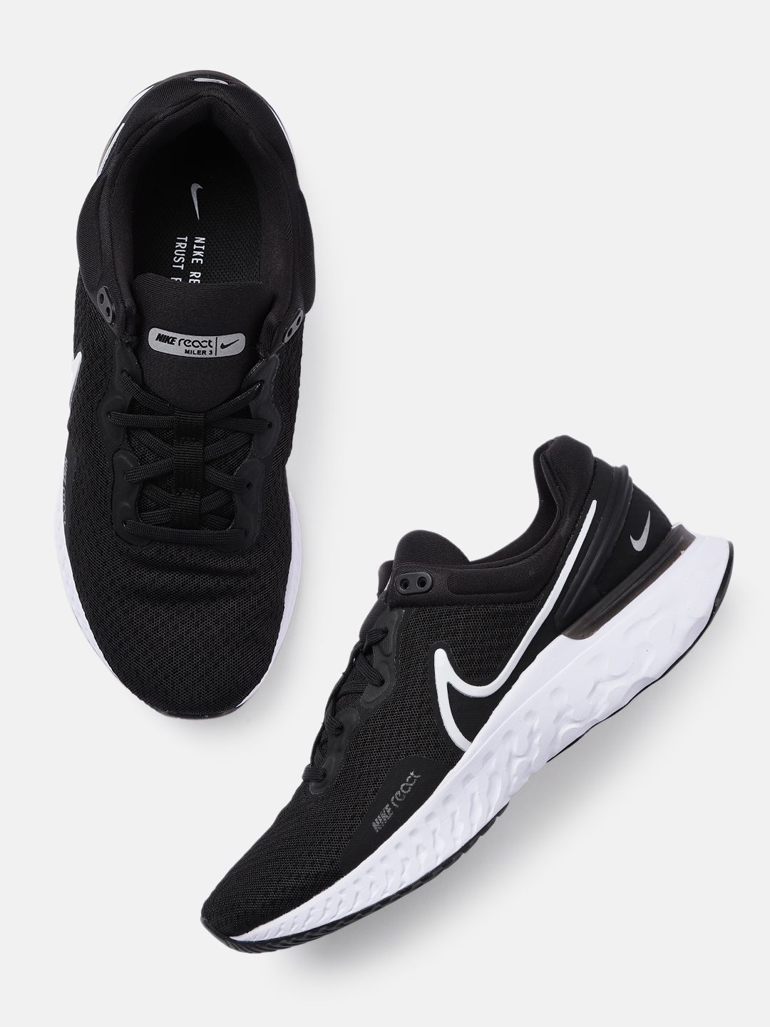 Nike Women Black React Miler 3 Running Shoes Price in India