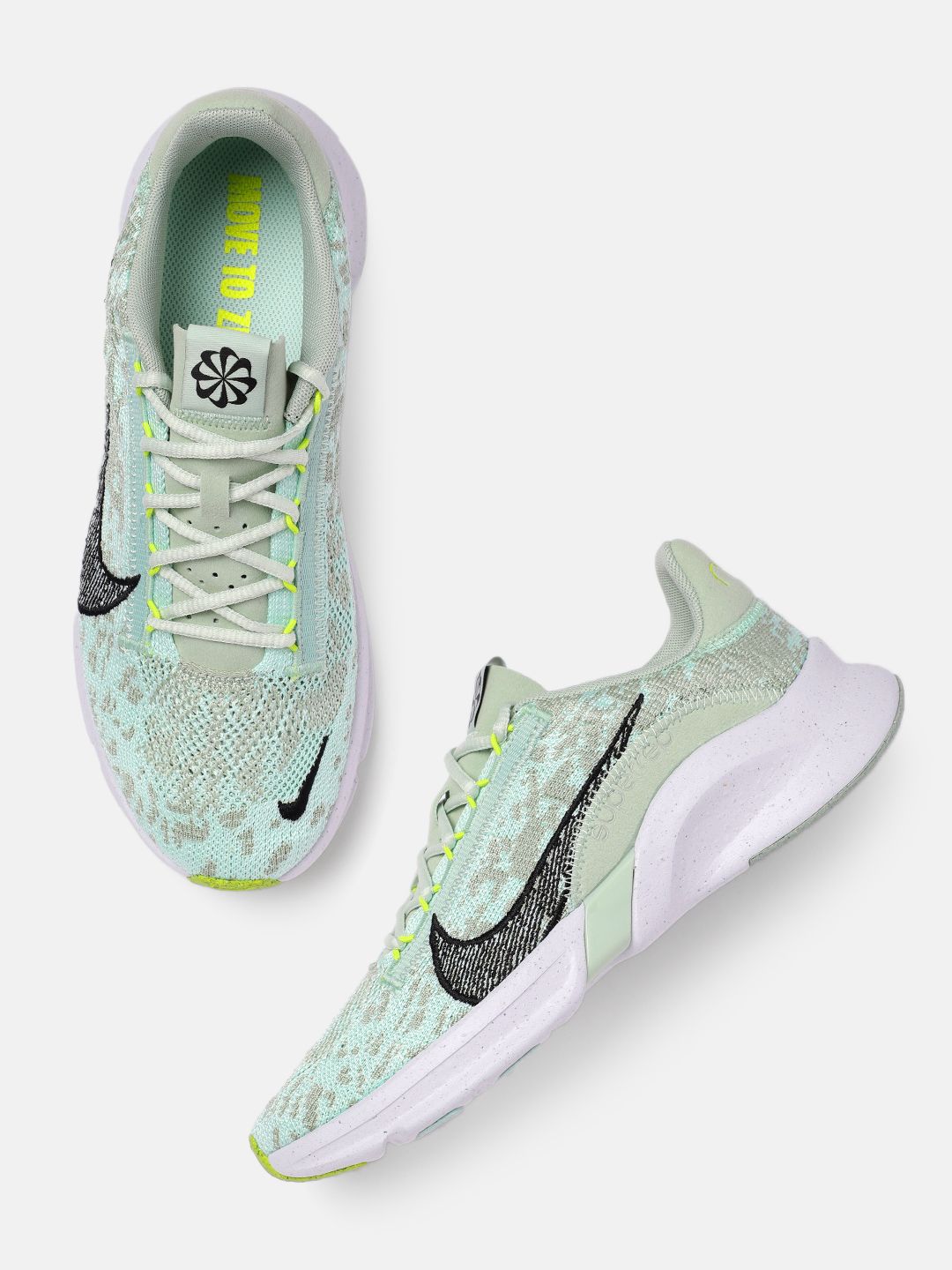 Nike Women Green Woven Design SuperRep Go 3 Flyknit Next Nature Regular Training Shoes Price in India