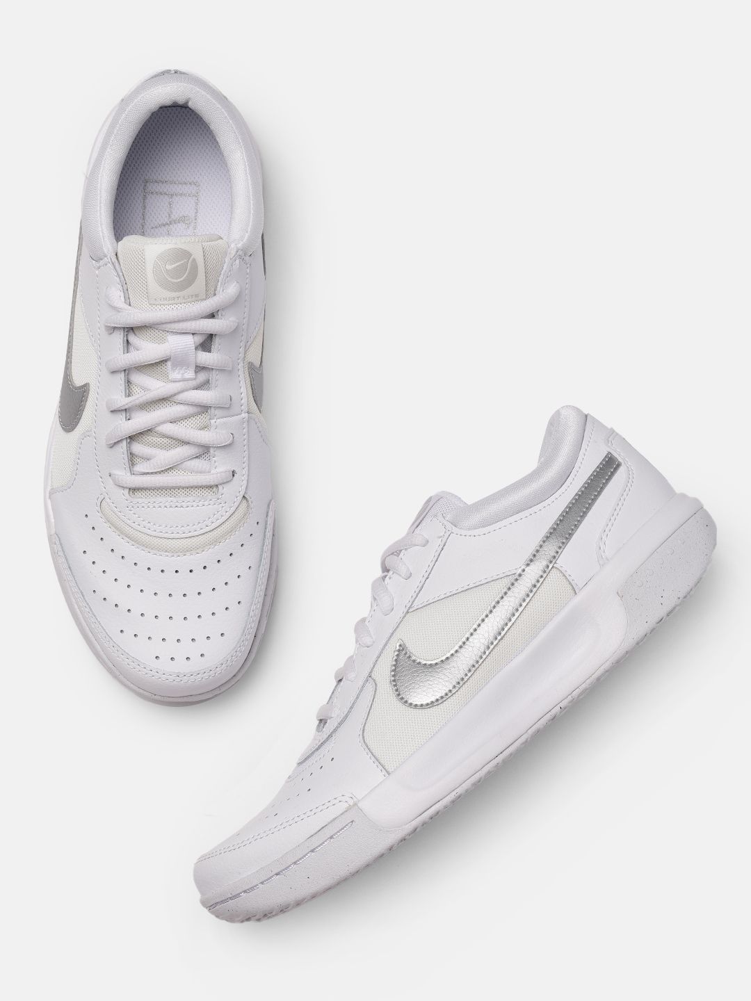 Nike Women White Solid Zoom Court Lite 3 Tennis Shoes Price in India