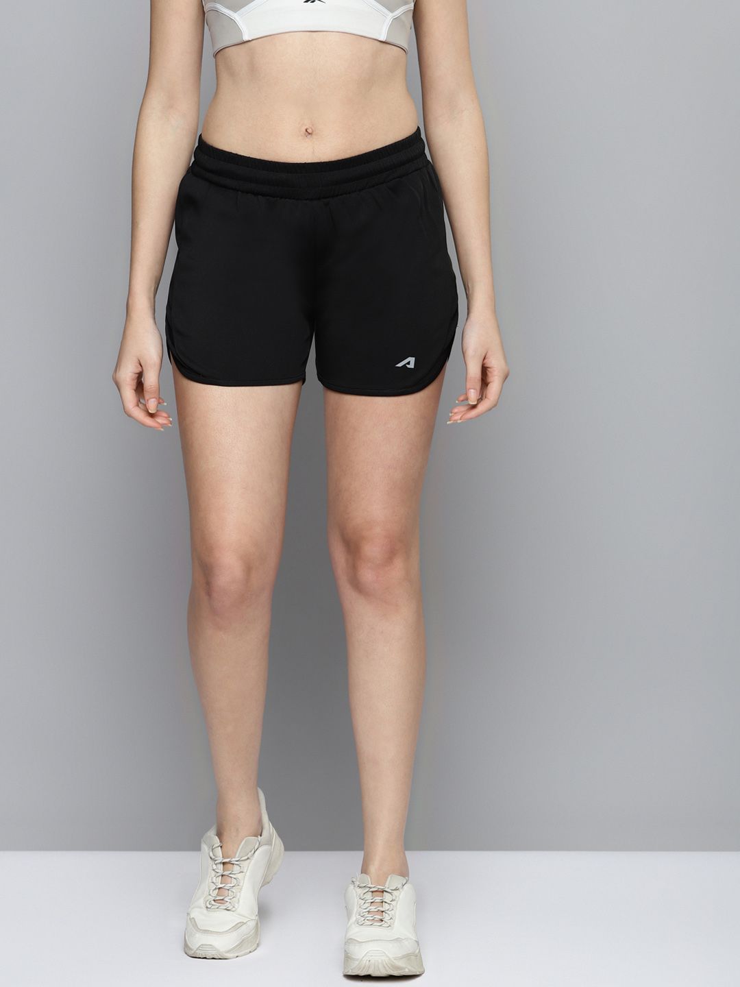 Alcis Women Black Slim Fit Training r Gym Sports Shorts Price in India