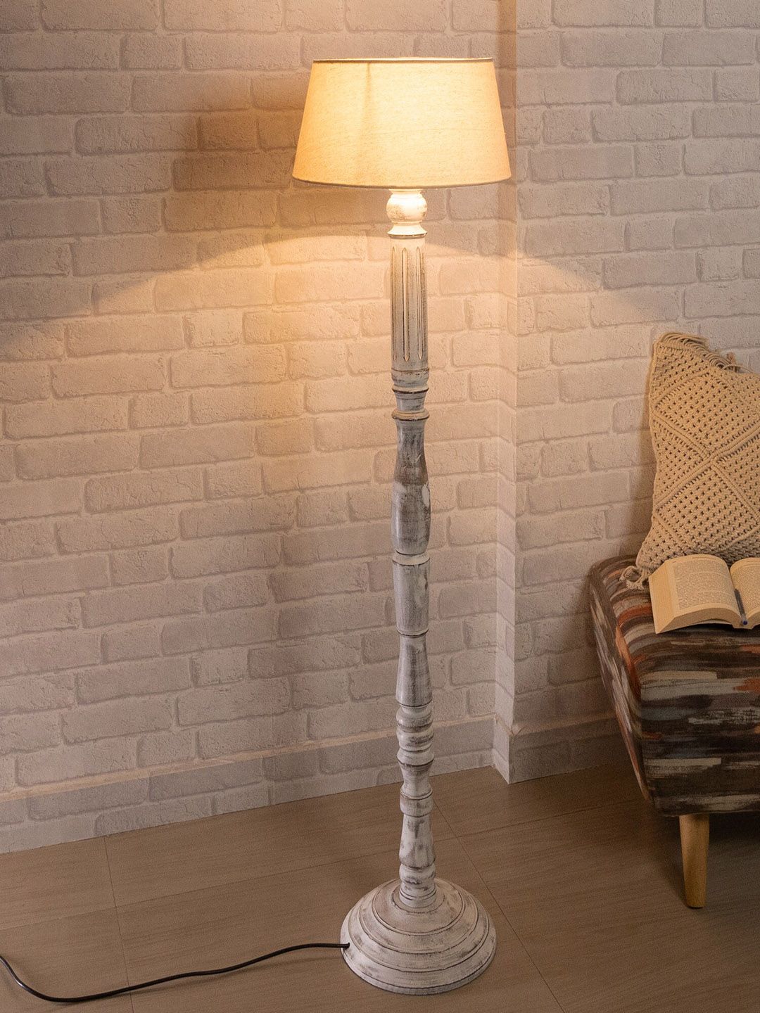Homesake White Contemporary Candlestick Floor Lamp Price in India