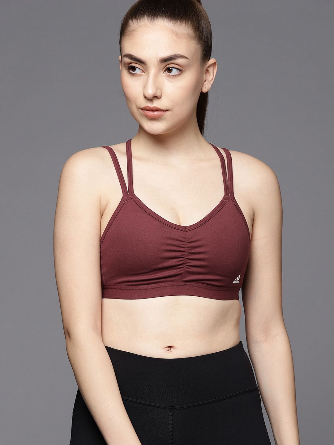 ADIDAS Maroon Rushed Low-Support Bra Price in India