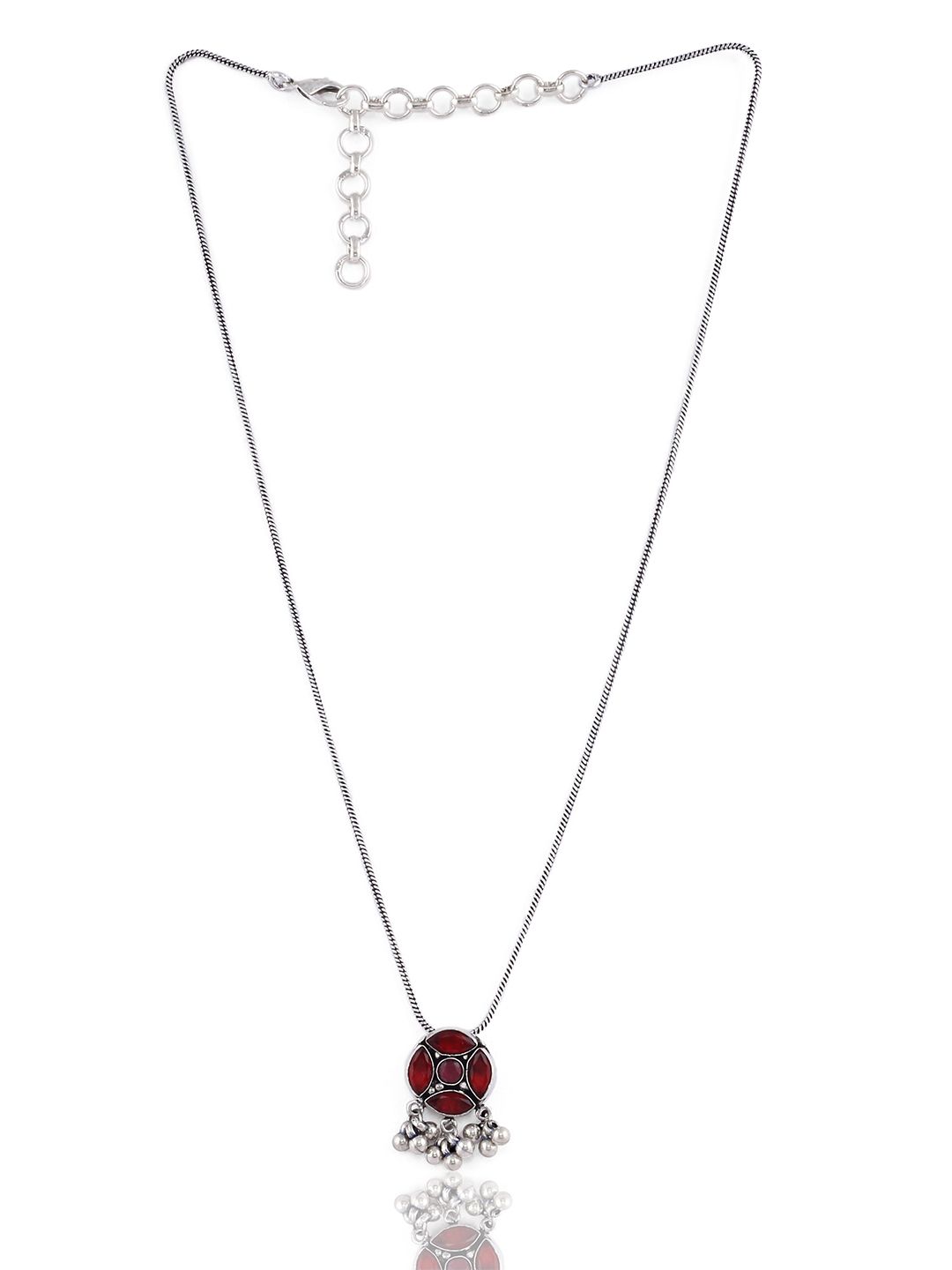 EL REGALO Red & Silver-Toned Handcrafted Necklace Price in India