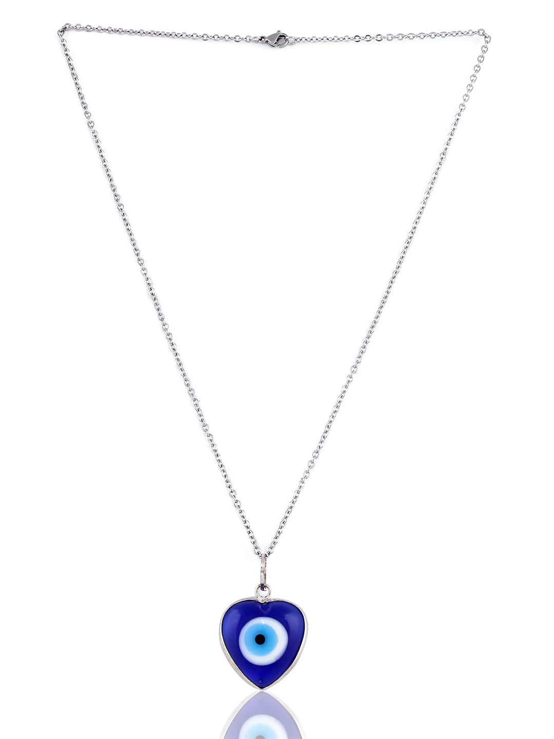 EL REGALO Women Blue Silver-Plated Evil Eye Pendent Necklace Price in India