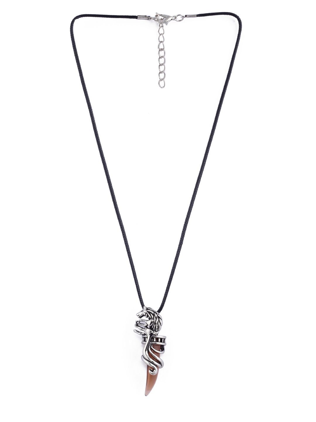 EL REGALO Unisex Brown & Silver-Plated Wolf pendent Necklace Price in India