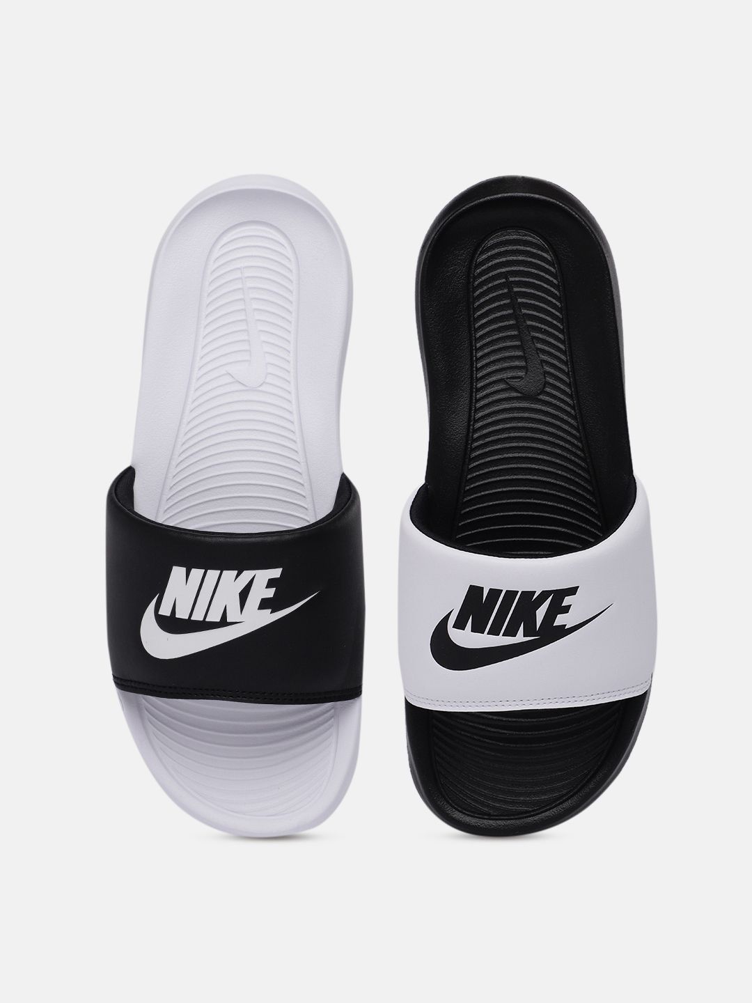 Nike Women White & Black Victori One Printed Sliders Price in India