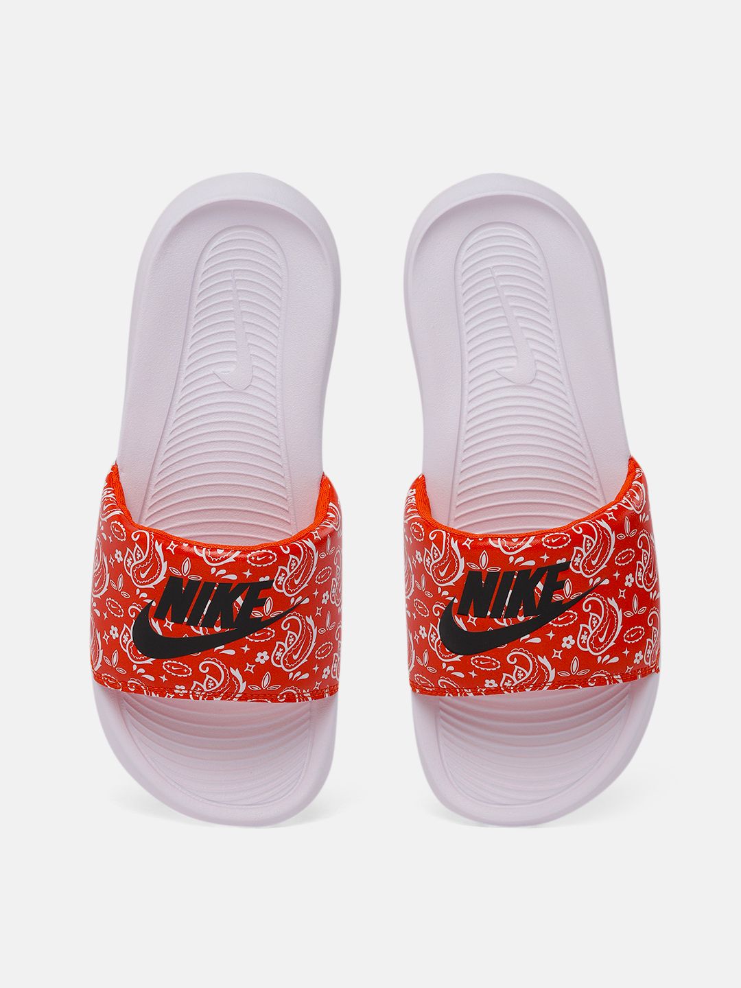 Nike Women Red & Black Printed Sliders Price in India