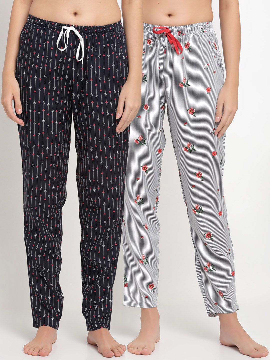 Claura Women Pack Of 2 Printed Pure Cotton Lounge Pants Price in India