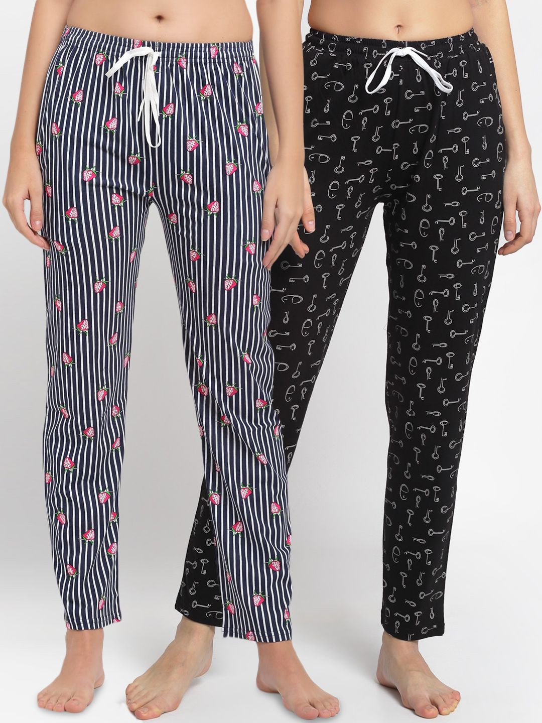 Claura Women Pack Of 2 Printed Pure Cotton Lounge Pants Price in India