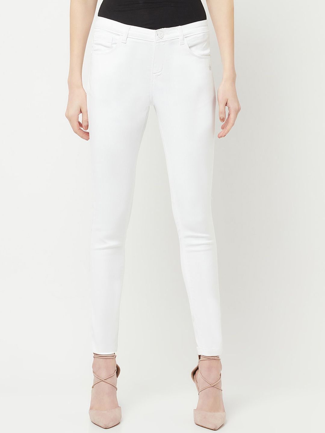 Crimsoune Club Women White Super Skinny Fit Stretchable Jeans Price in India