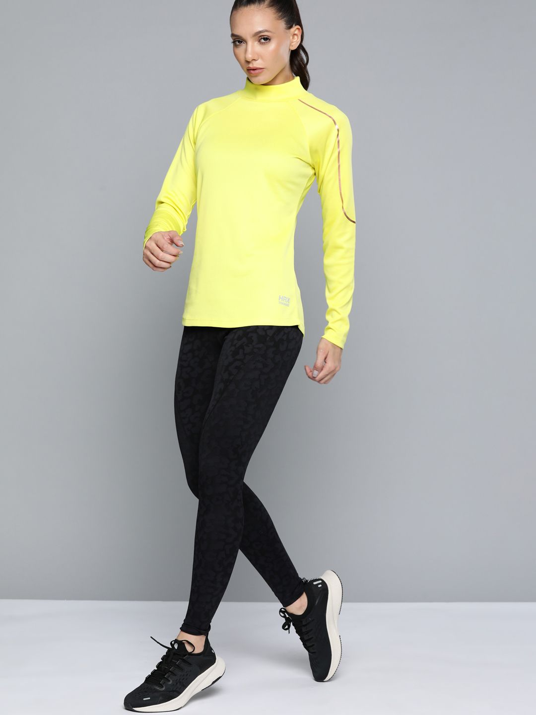 HRX By Hrithik Roshan Training Women Neon Lime Rapid-Dry Solid Tshirts Price in India