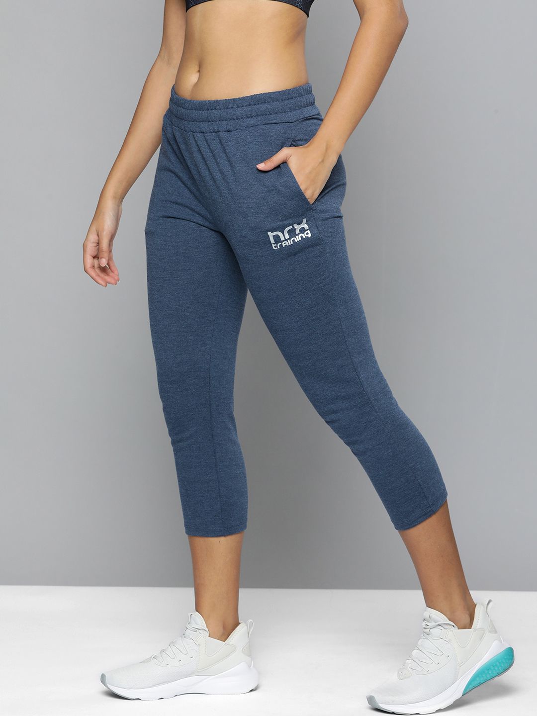 HRX By Hrithik Roshan Training Women Navy Melange Rapid-Dry Solid Track Pants Price in India
