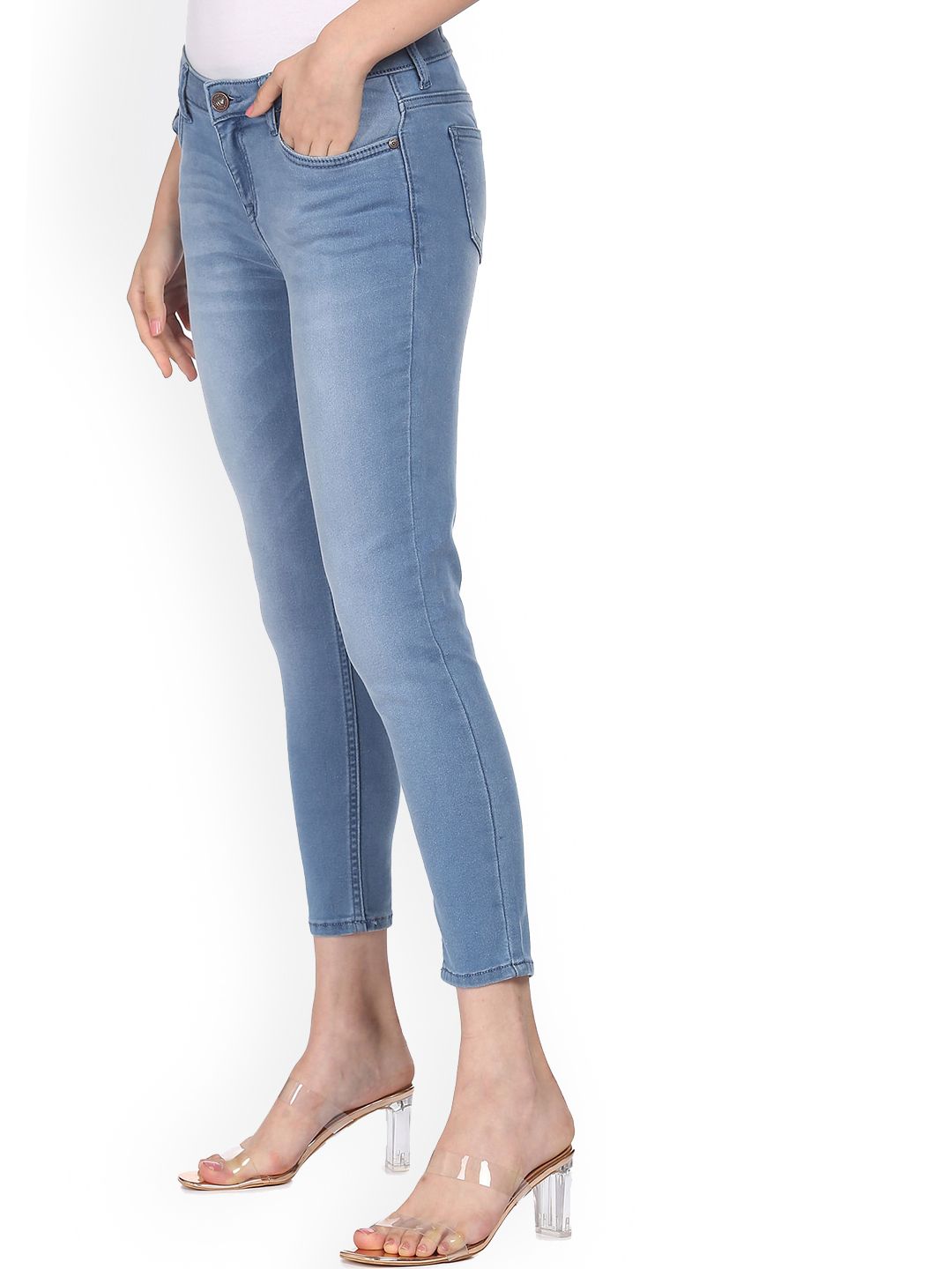 Sugr Women Blue Mid Rise Stone Wash Jeans Price in India