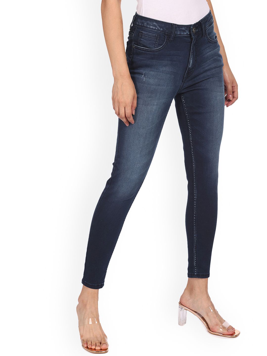 Sugr Women Blue Heavy Fade Jeans Price in India