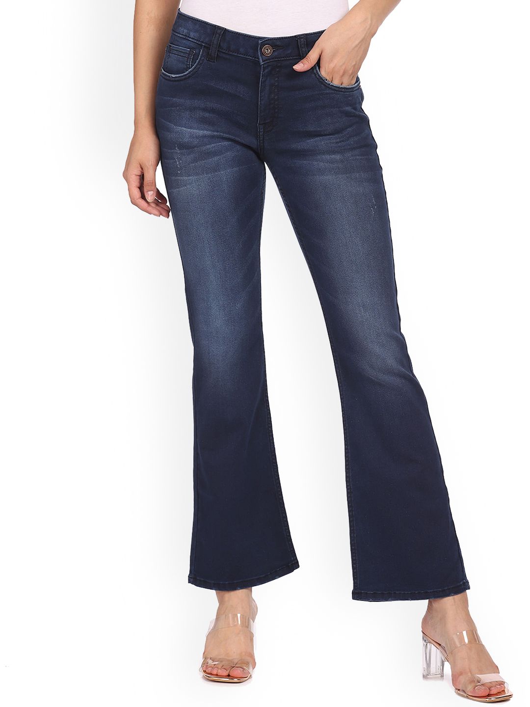 Sugr Women Blue Heavy Fade Jeans Price in India