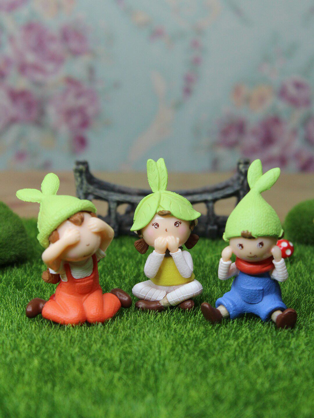 Wonderland Set Of 3 Green Cap Kids Miniature Toys Garden Accessory Price in India