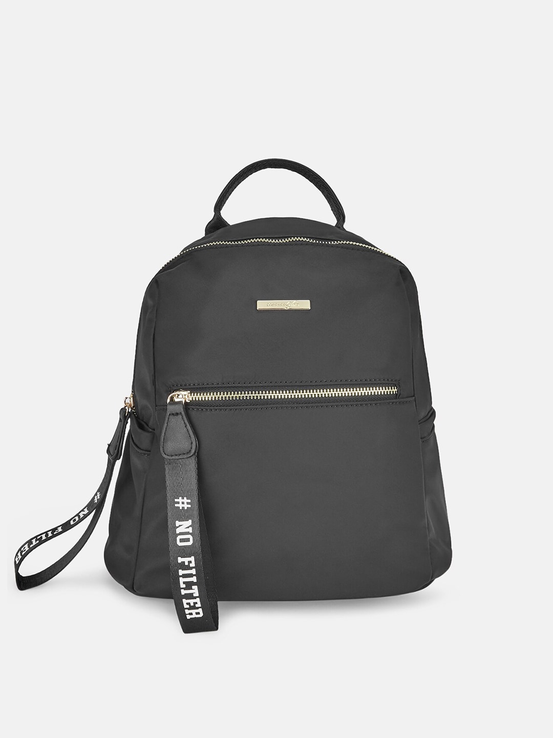 Forever Glam by Pantaloons Women Black Solid Backpack Price in India