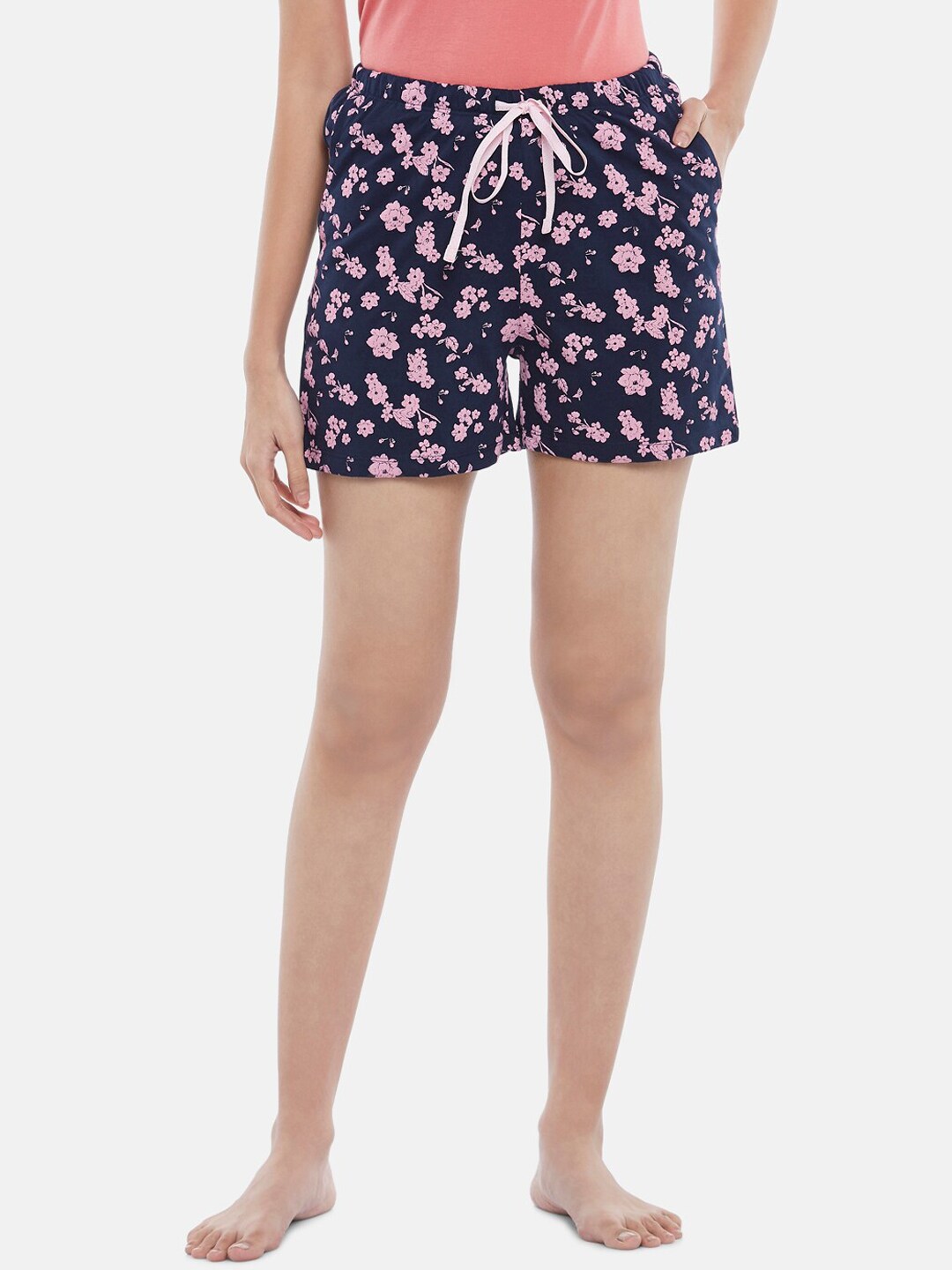 Dreamz by Pantaloons Women Navy Blue Floral Printed Lounge Shorts Price in India