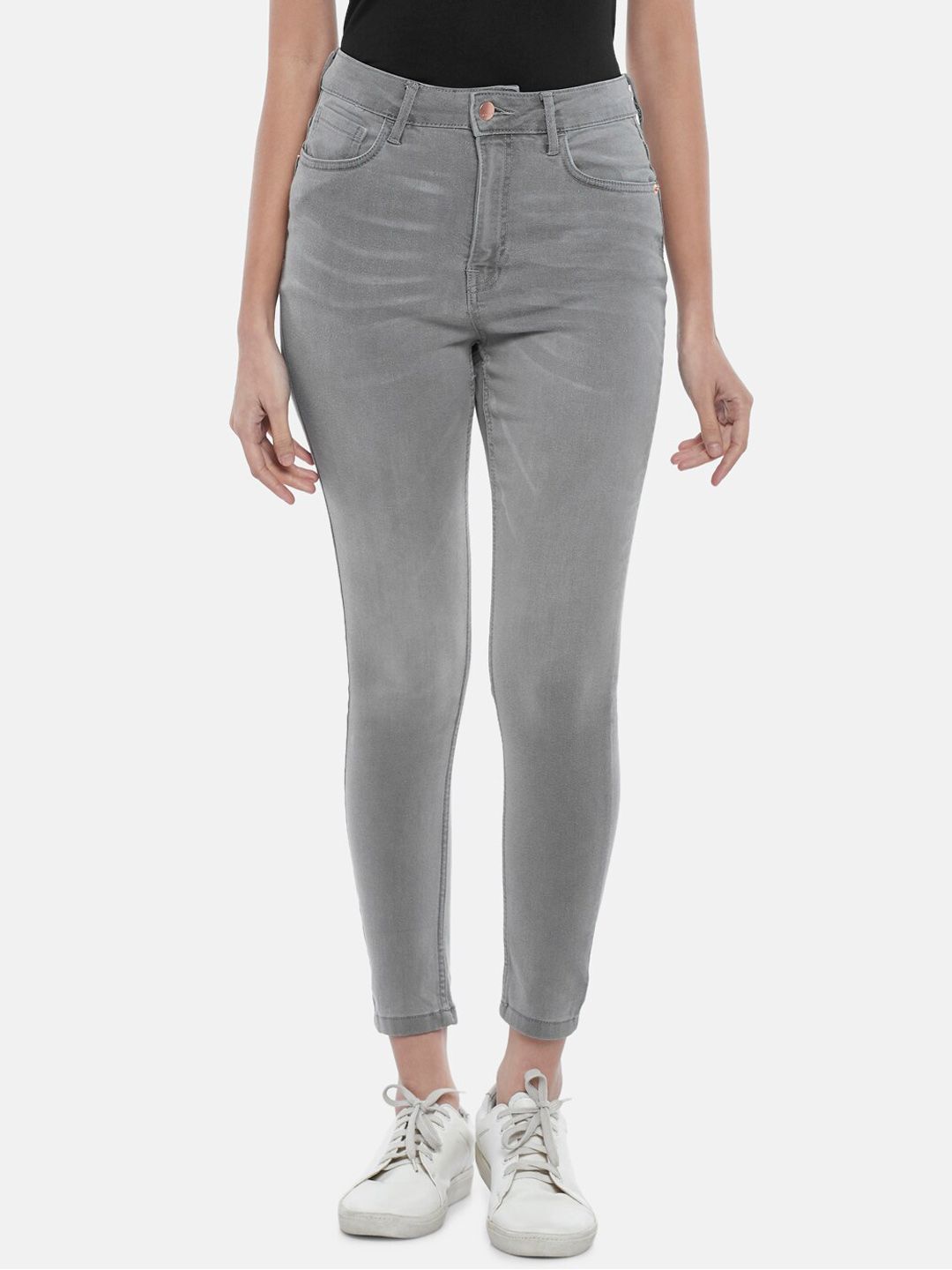 SF JEANS by Pantaloons Women Grey Skinny Fit High-Rise Jeans Price in India