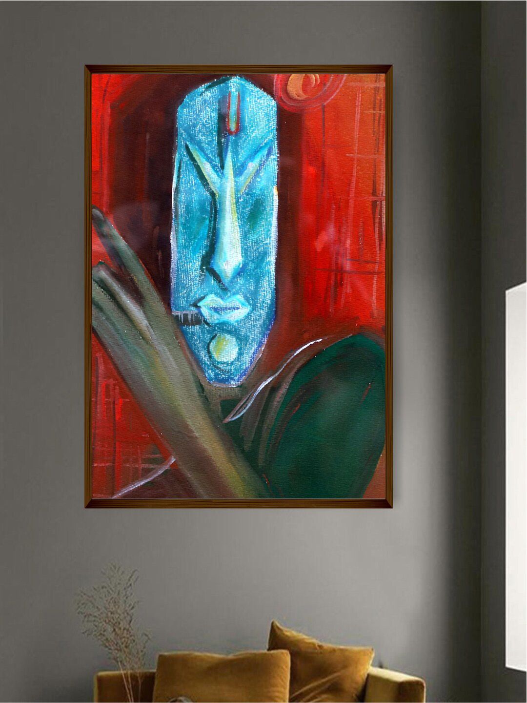 The Art House Red & Blue Abstract Painting Wall Art Price in India