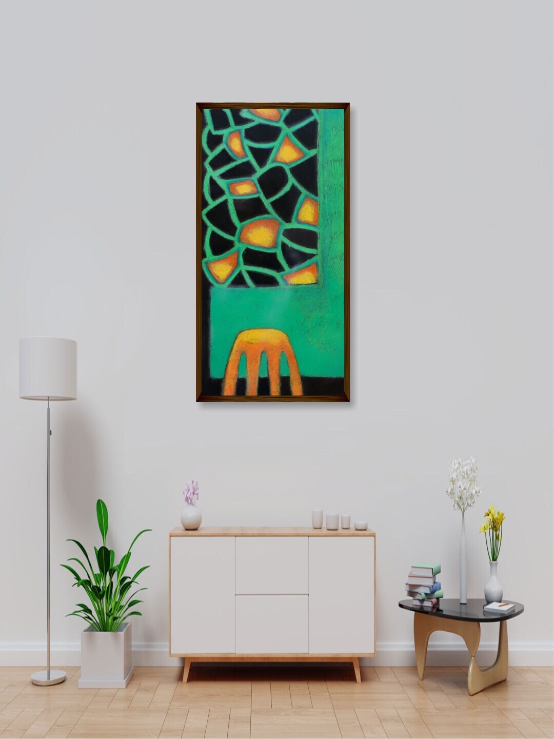 The Art House Green & Black Abstract Painting Price in India