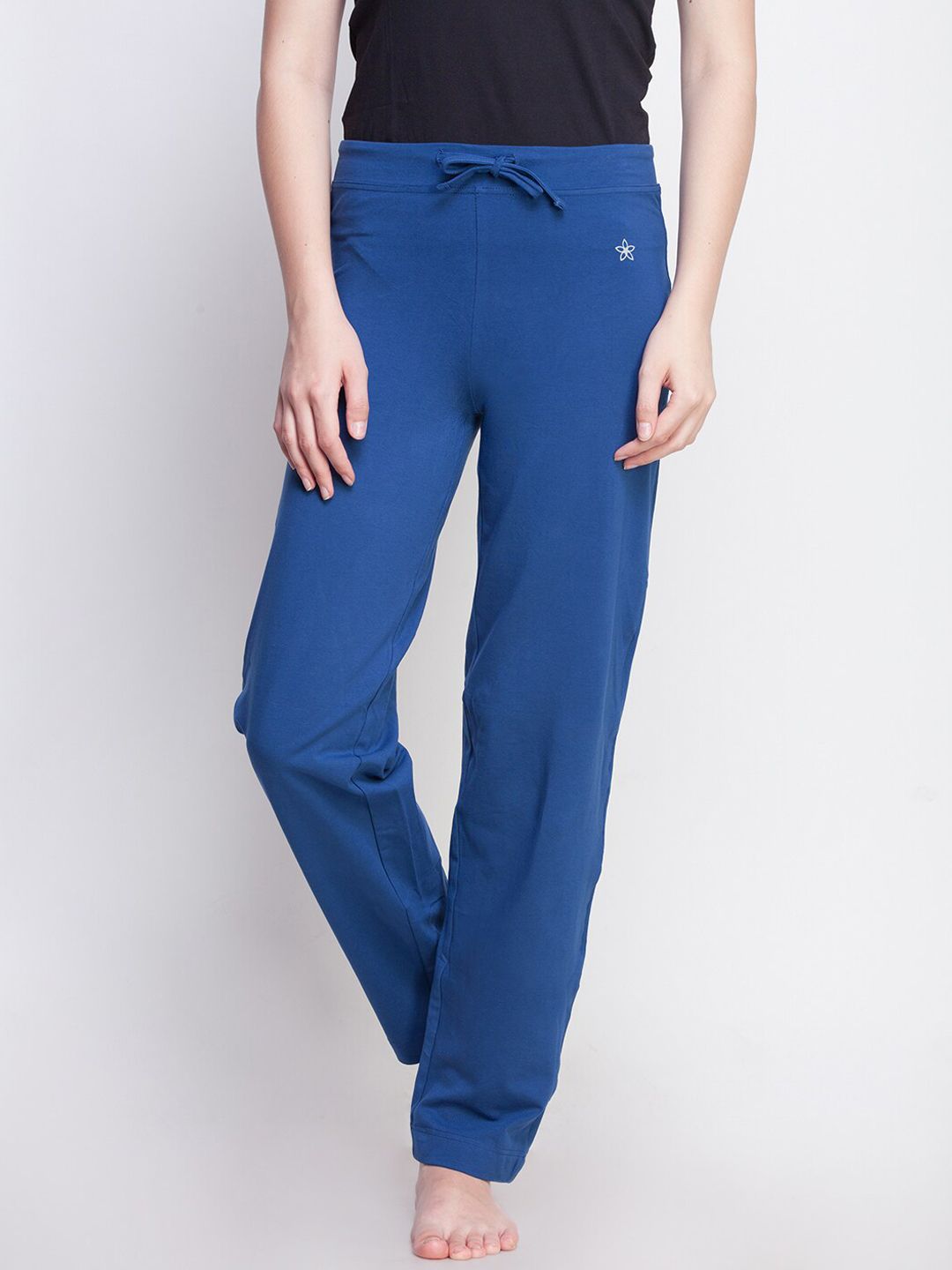 Dollar Missy Women Blue Solid Cotton Straight Lounge Pants Price in India