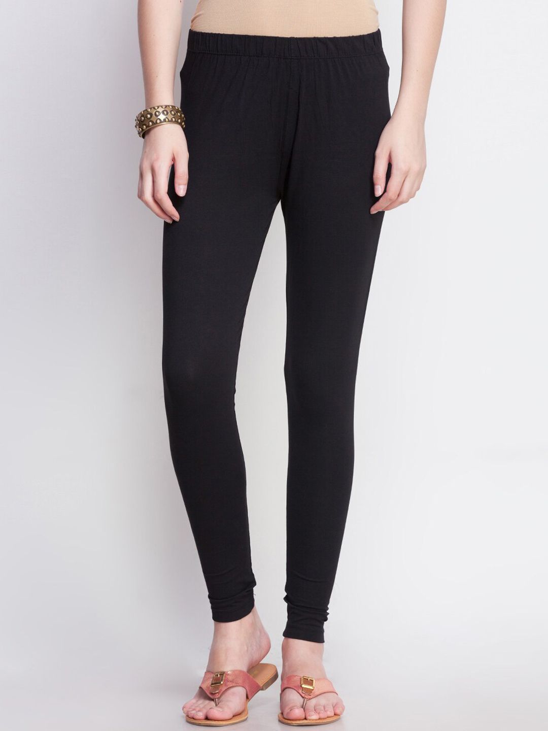 Dollar Missy Women Black Solid Cotton Slim-Fit Ankle-Length Leggings Price in India