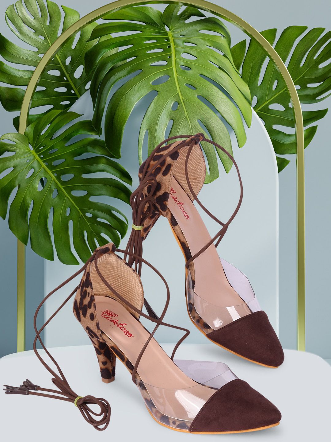 Picktoes Brown Animal Printed Pumps Price in India