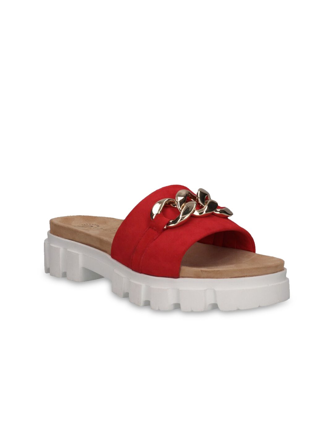 Bugatti Red Embellished Leather Platform Sandals Price in India