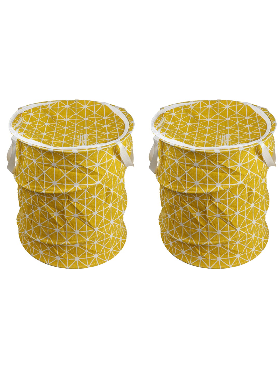 OddCroft Set Of 2 Yellow Printed Foldable Laundry Bag Price in India