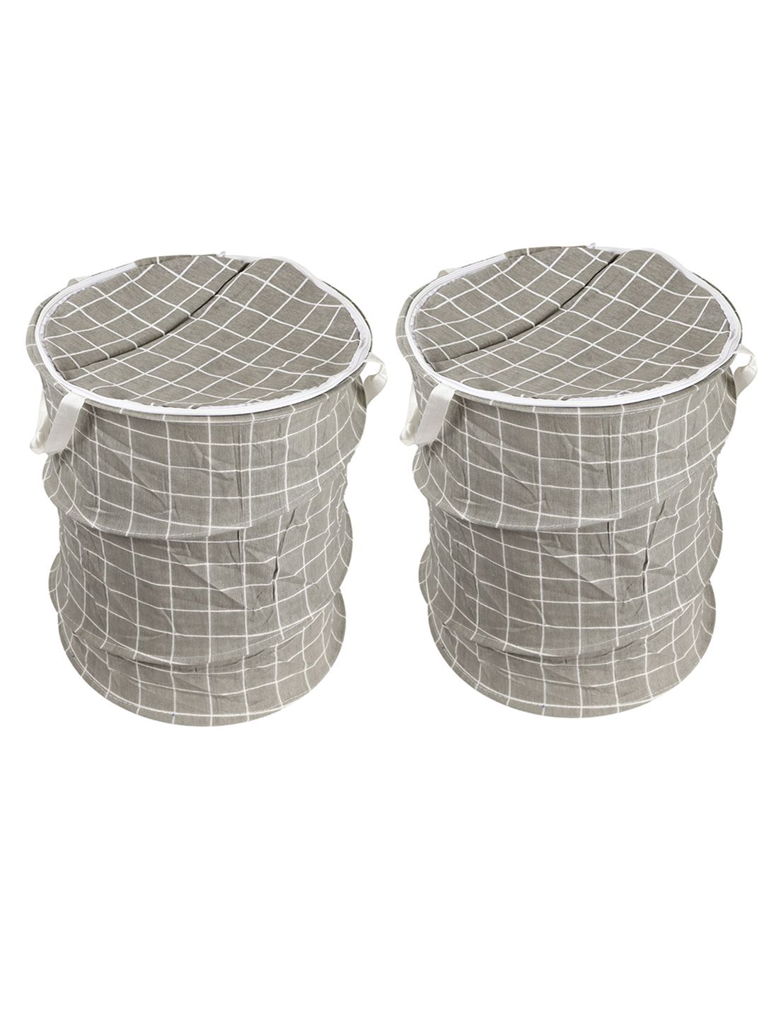 OddCroft Set Of 2 Grey Checked Foldable Laundry Bag Price in India