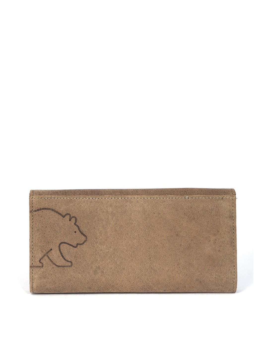 BROWN BEAR Women Beige Animal Print Leather Two Fold Wallet Price in India