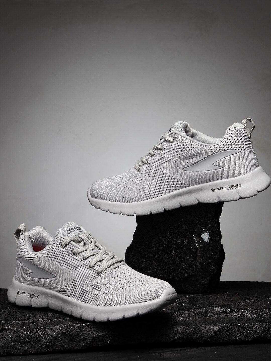 ASIAN Men Grey Mesh Running Non-Marking Shoes