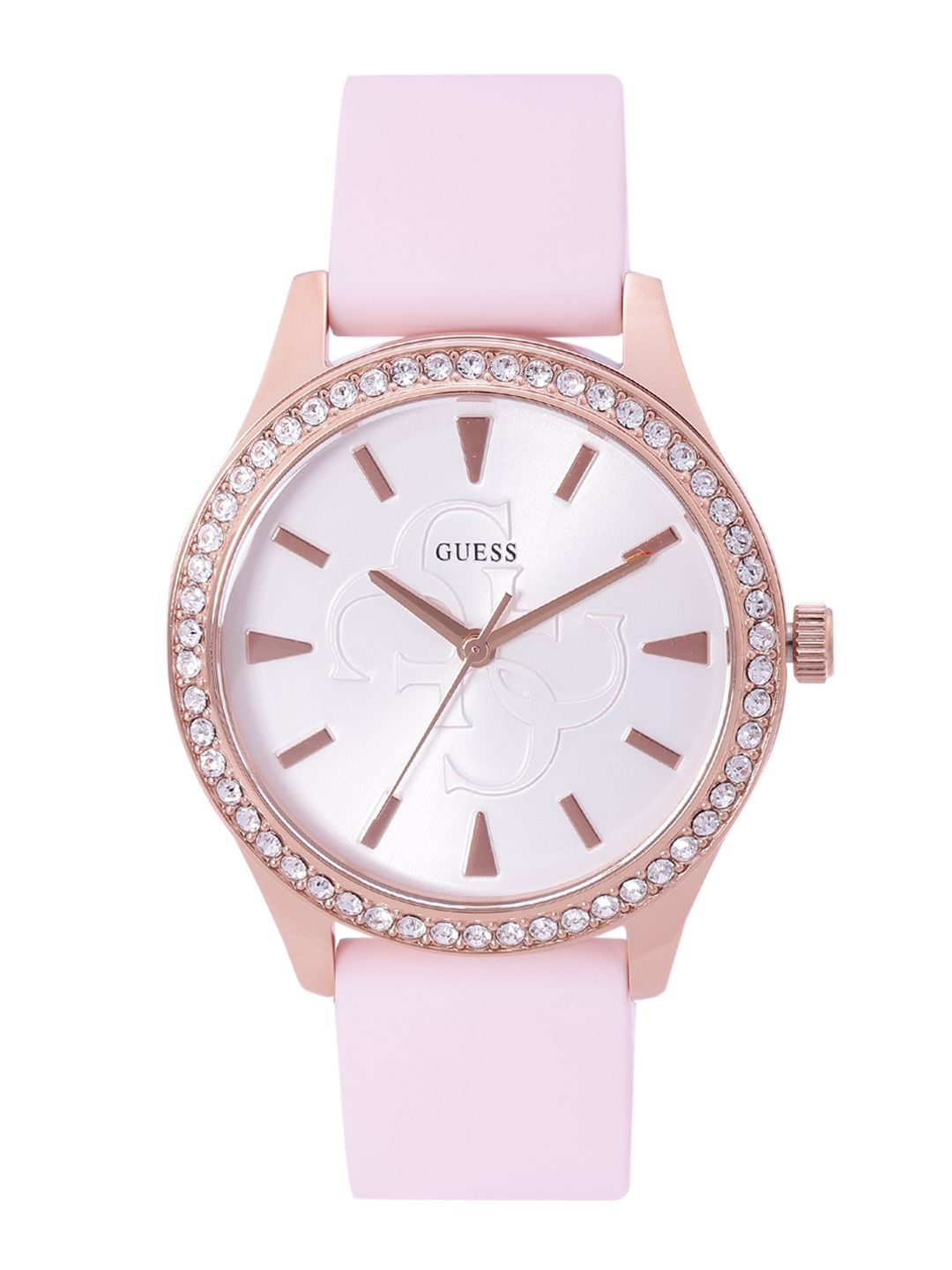 GUESS Women Off- White Patterned Dial & Pink Straps Analogue Watch GW0359L3 Price in India