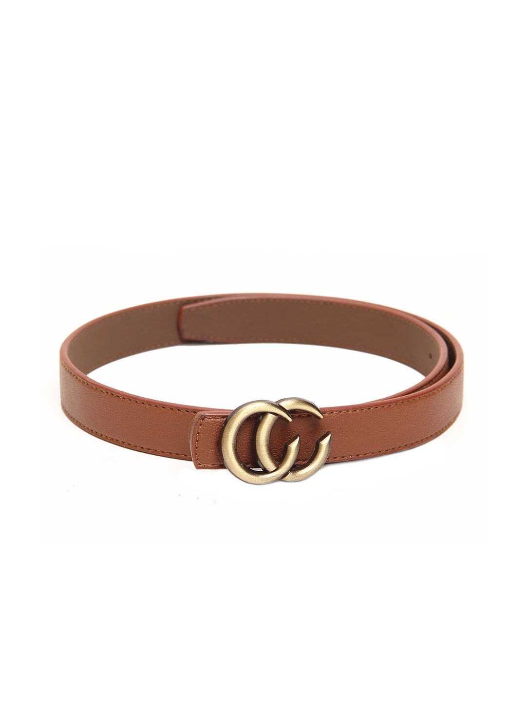 Calvadoss Women Tan Textured Leather Belt Price in India