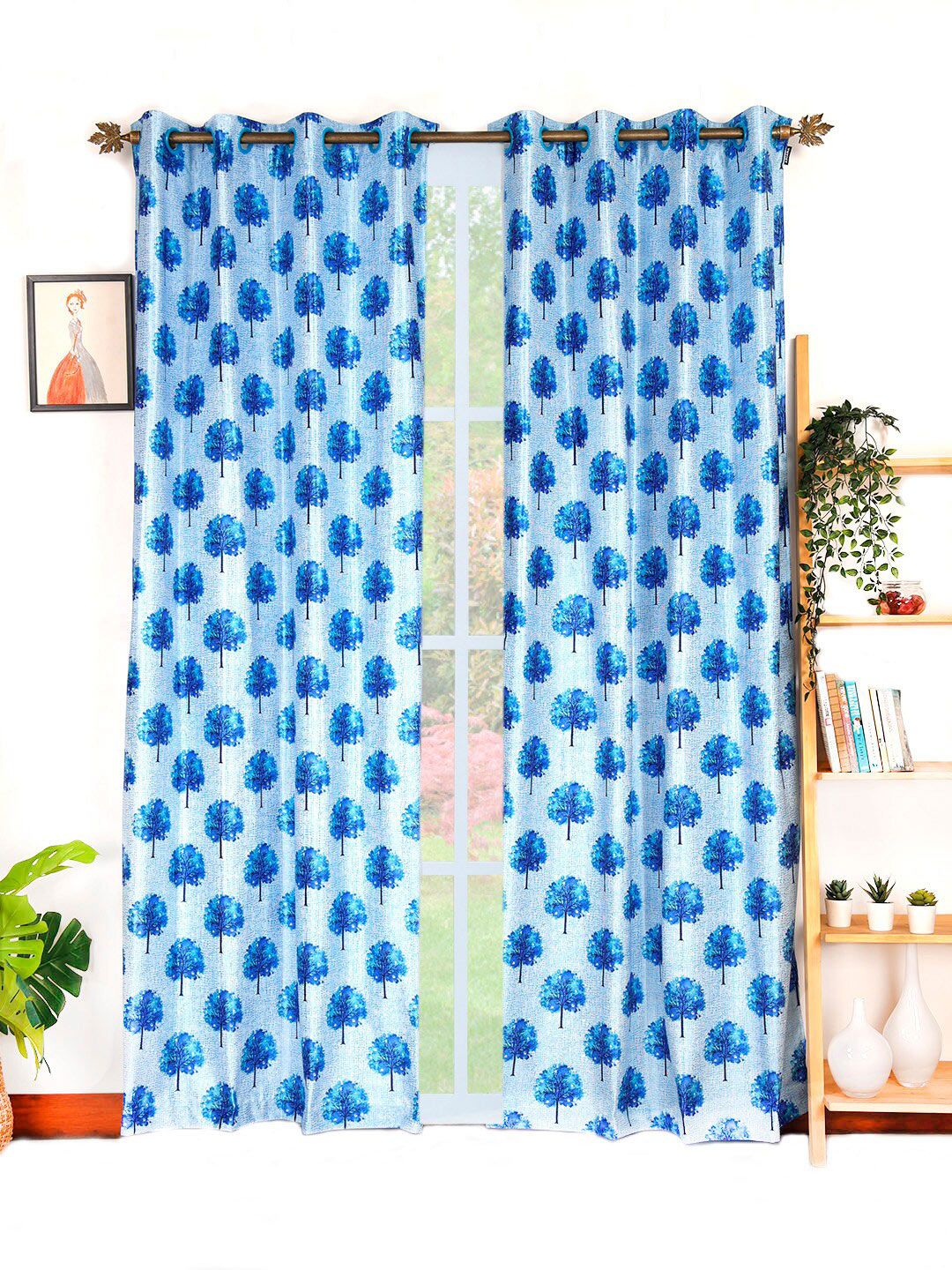 Ariana Blue Set of 2 Ethnic Motifs Long Door Curtains Price in India