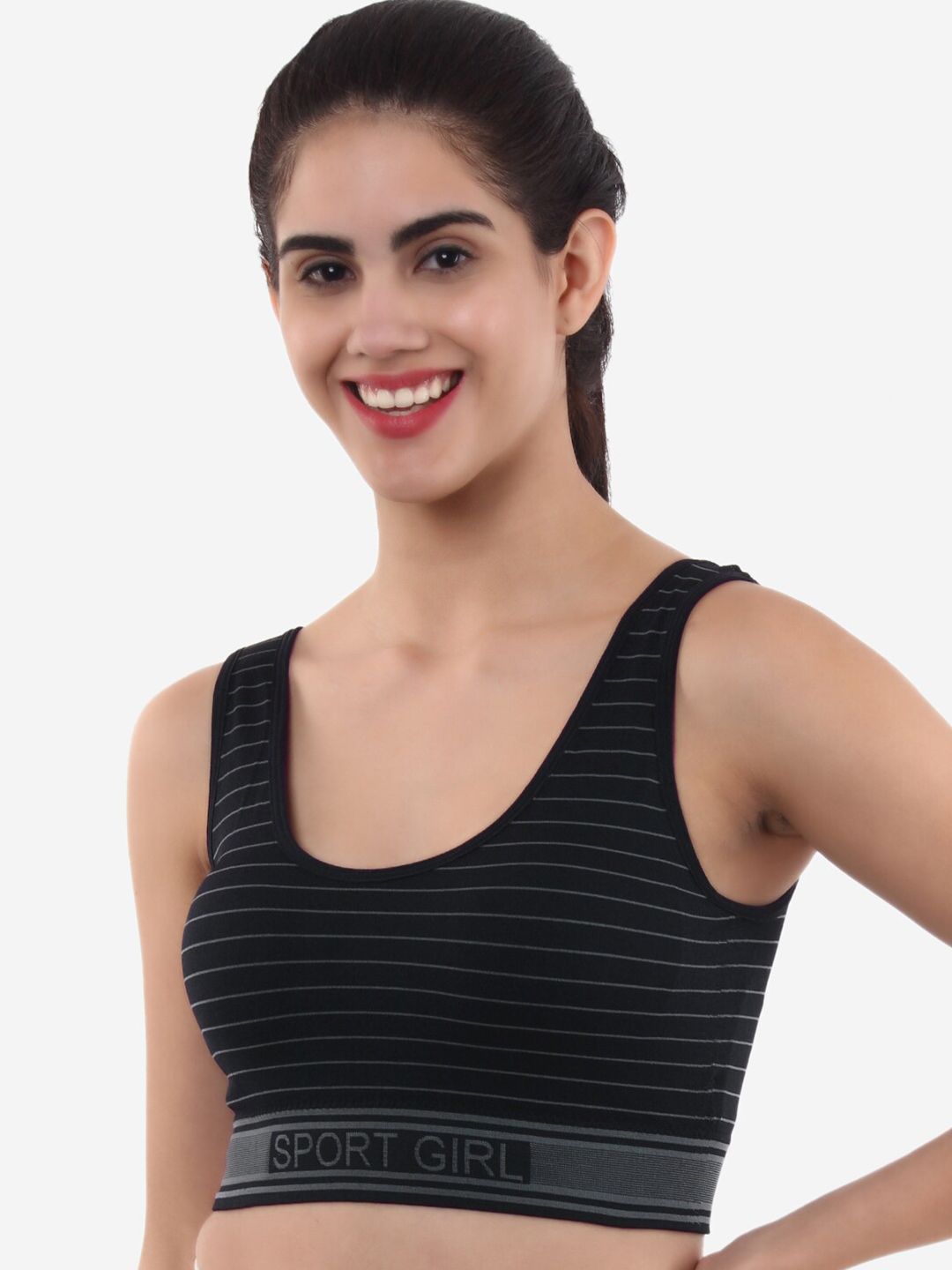 XOXO Design Women Black Printed Sports Bra Price in India