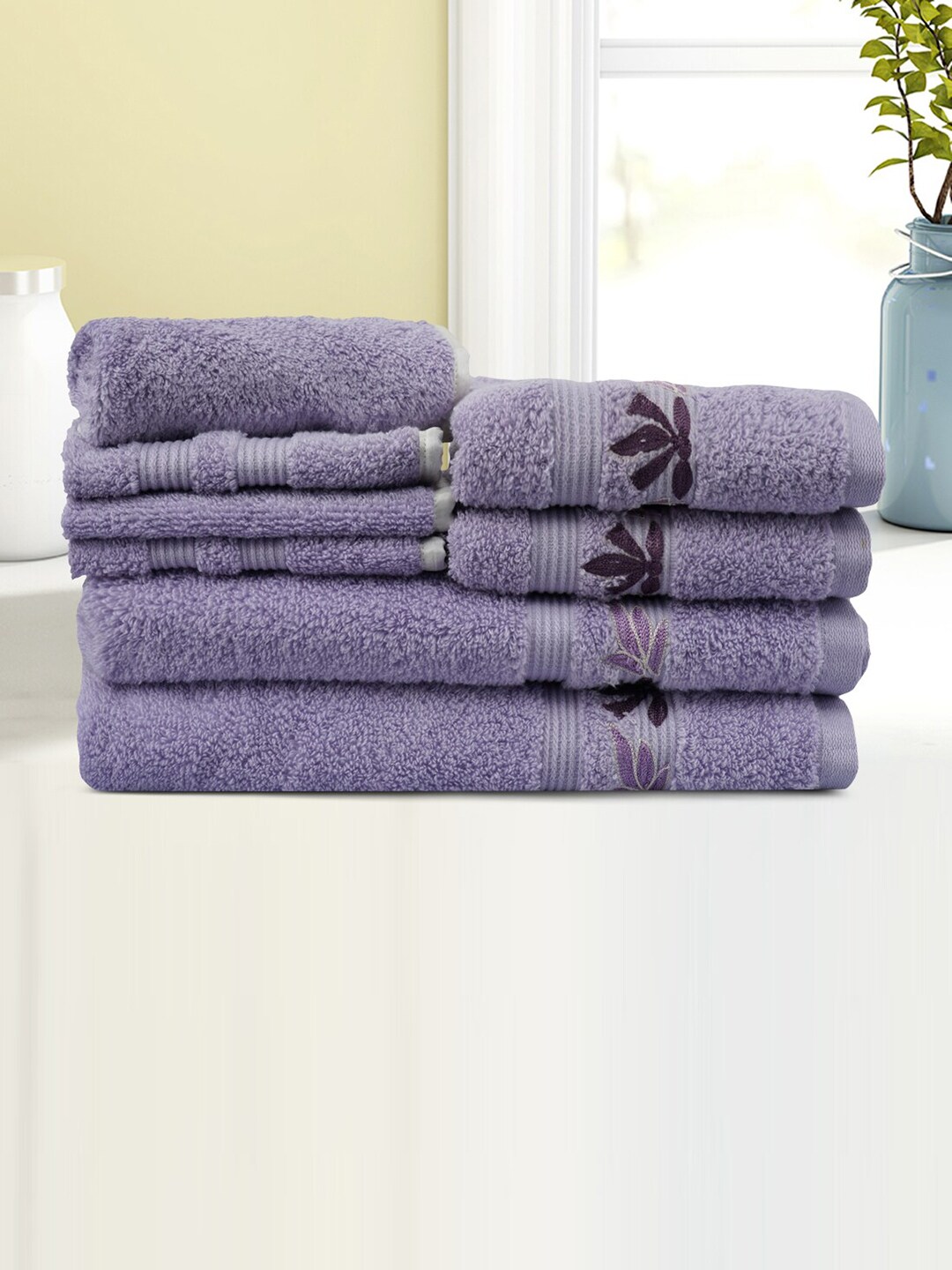 LUSH & BEYOND Set of 6 Purple 500GSM Towels Price in India