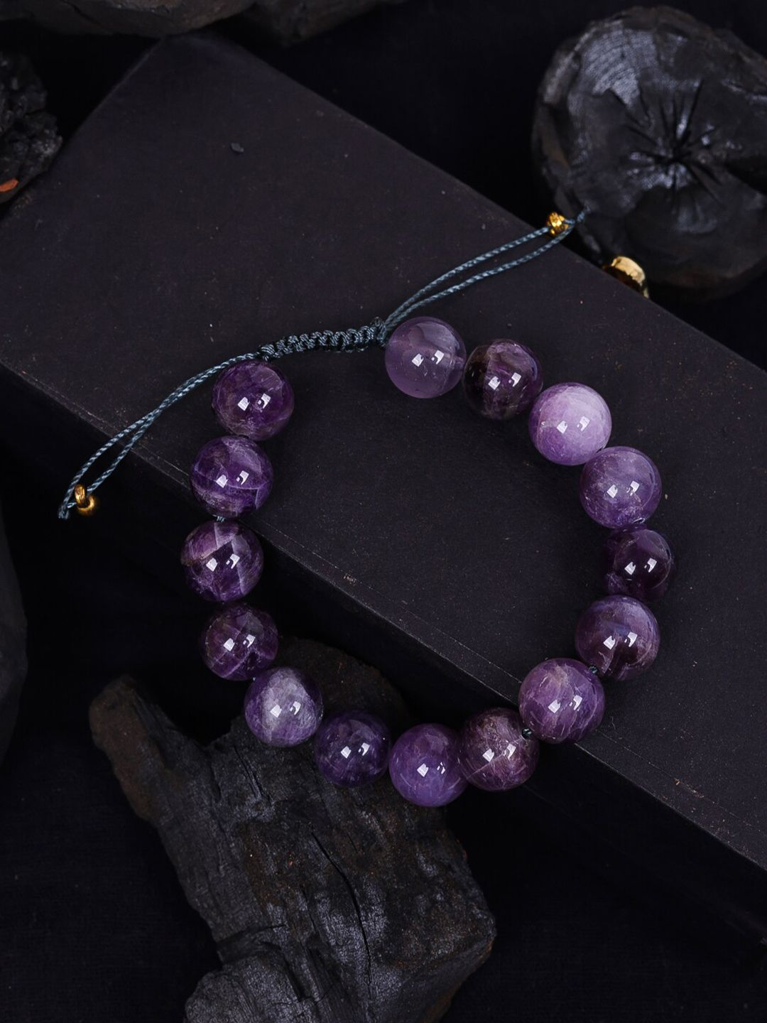 DIVA WALK Women Black & Purple Agate Handcrafted Wraparound Bracelet Price in India