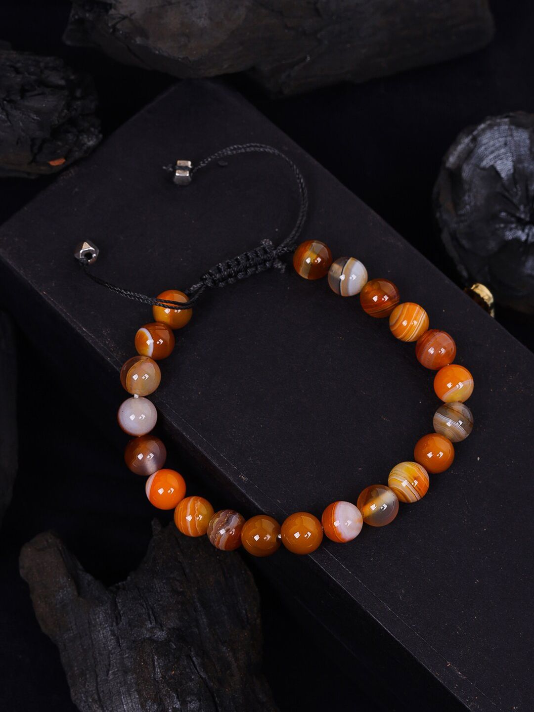 DIVA WALK Women Orange & White Beads Beaded Wraparound Bracelet Price in India