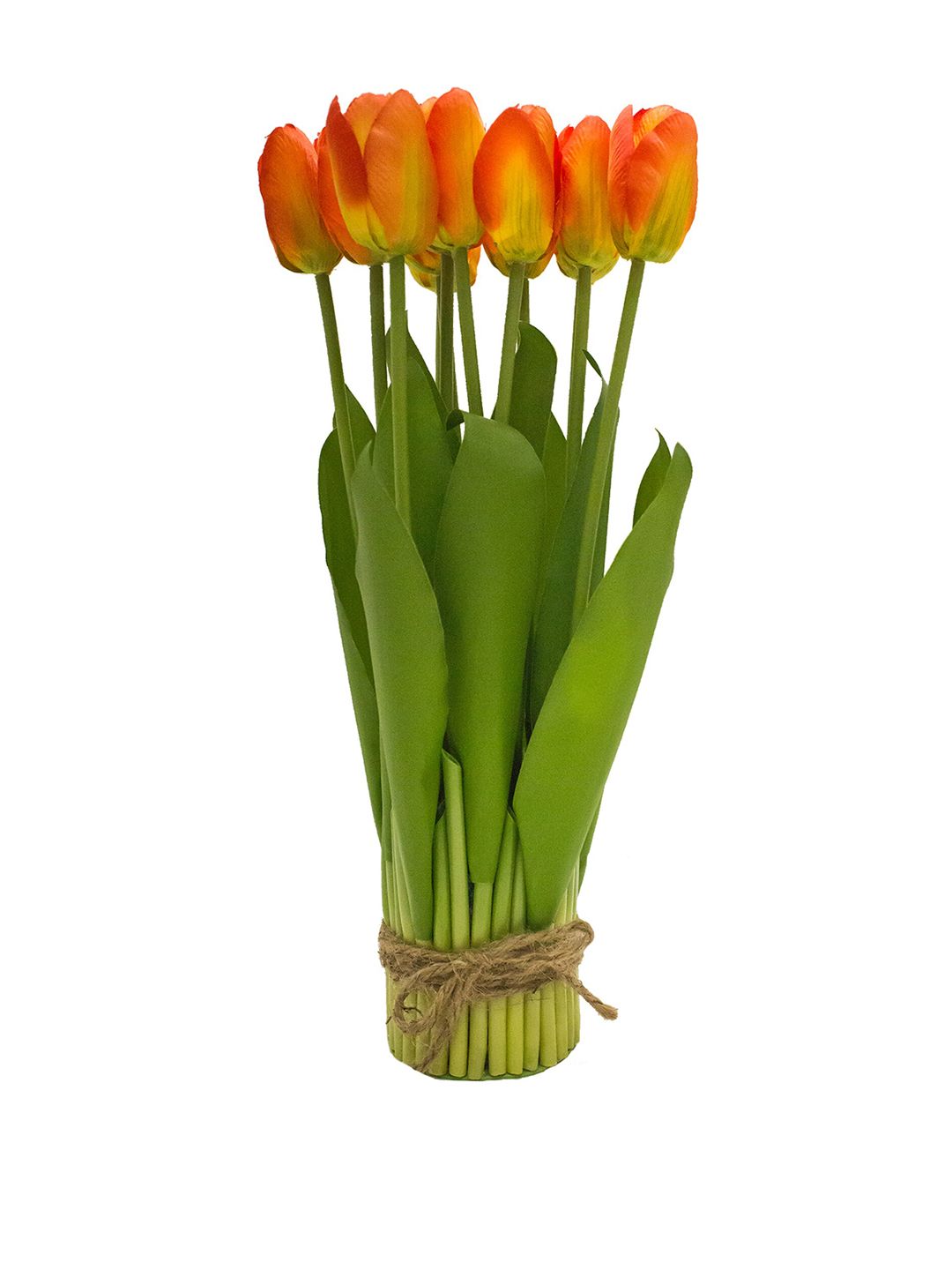 AMFLIX Orange Artificial Tulip Flower Bunch Without Pot Price in India