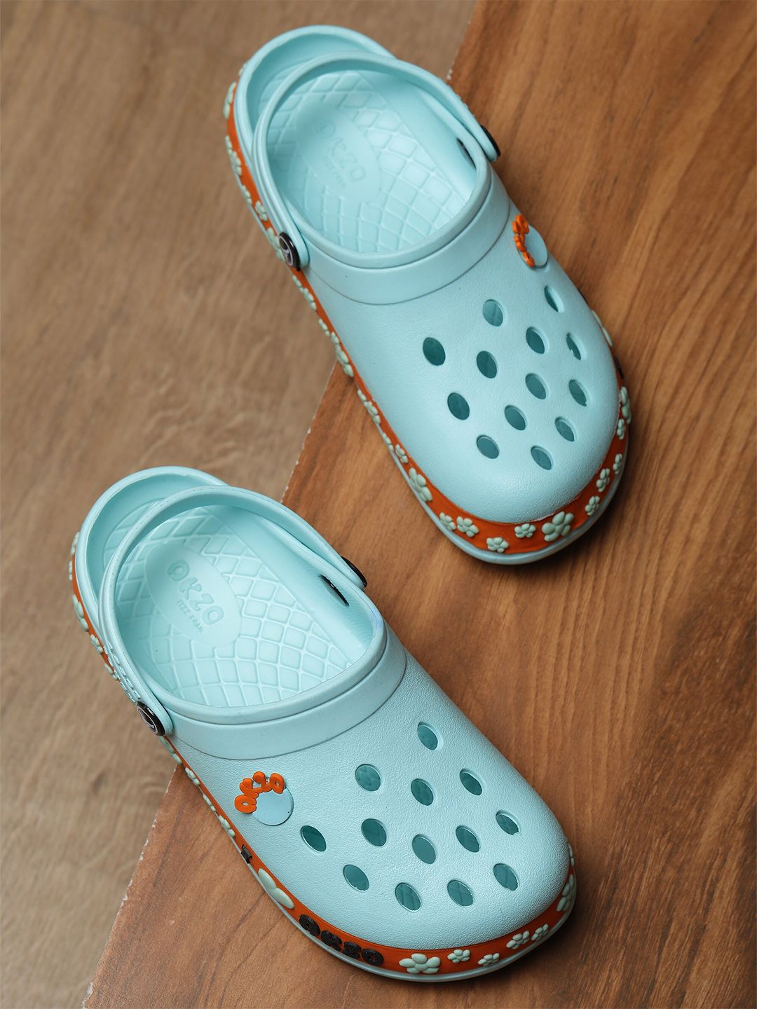 ABROS Women Blue & Orange Rubber Clogs Price in India