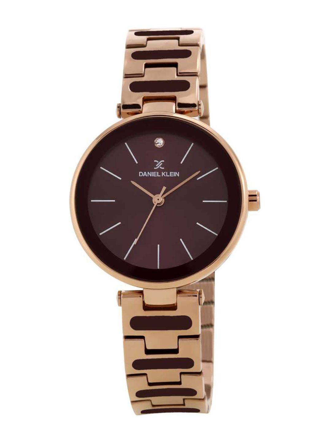 Daniel Klein Women Maroon Dial & Rose Gold Toned Stainless Steel Bracelet Style Straps Analogue Watch Price in India