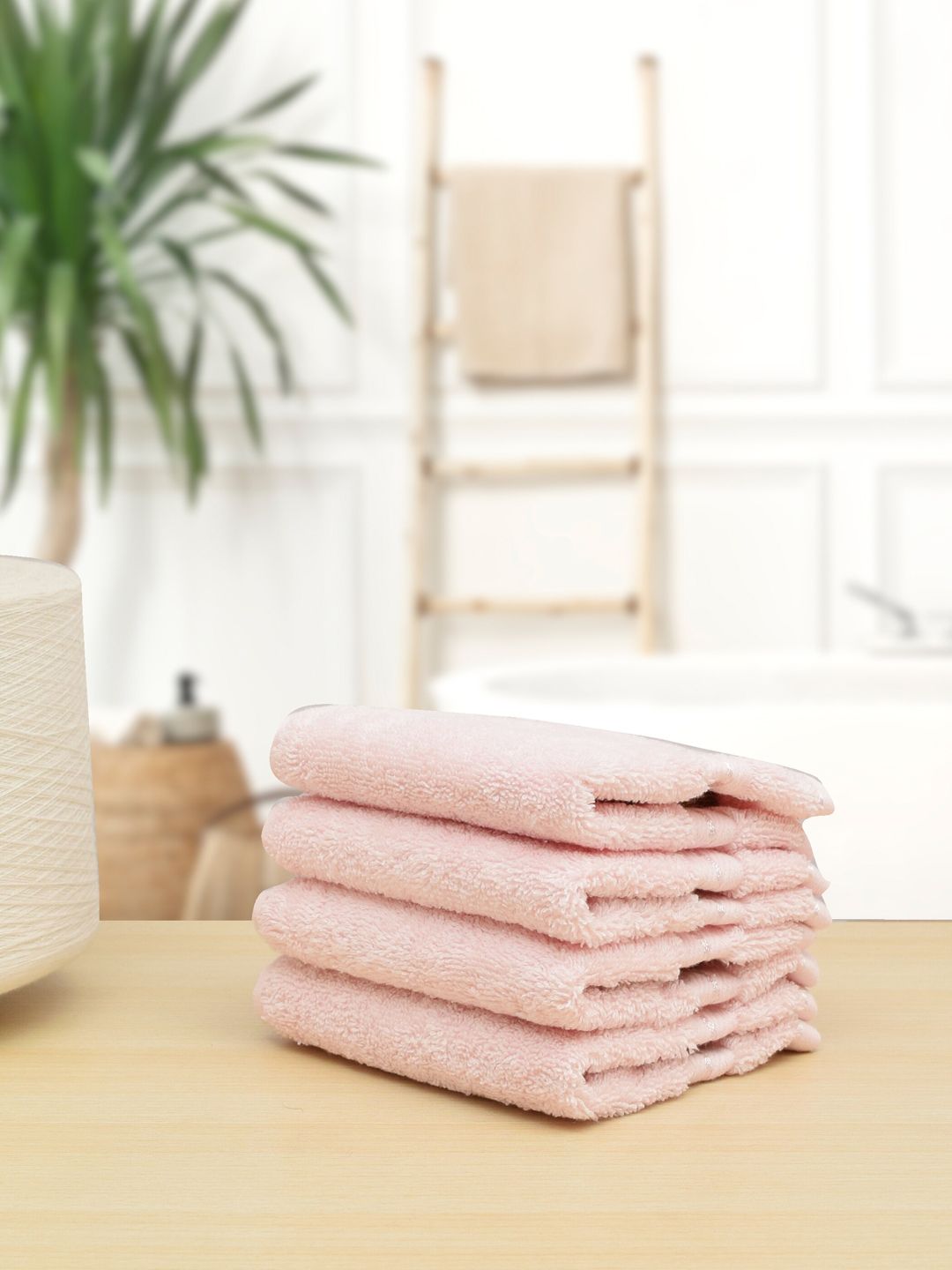 RANGOLI Pink Set of 4 Face Towel Price in India