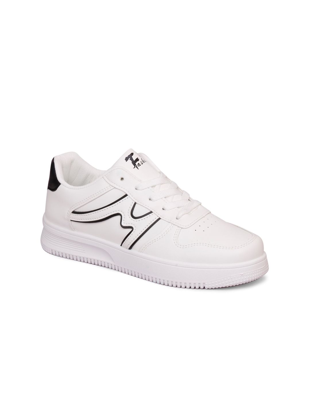 MOZAFIA Women White & Black  PU Sneakers