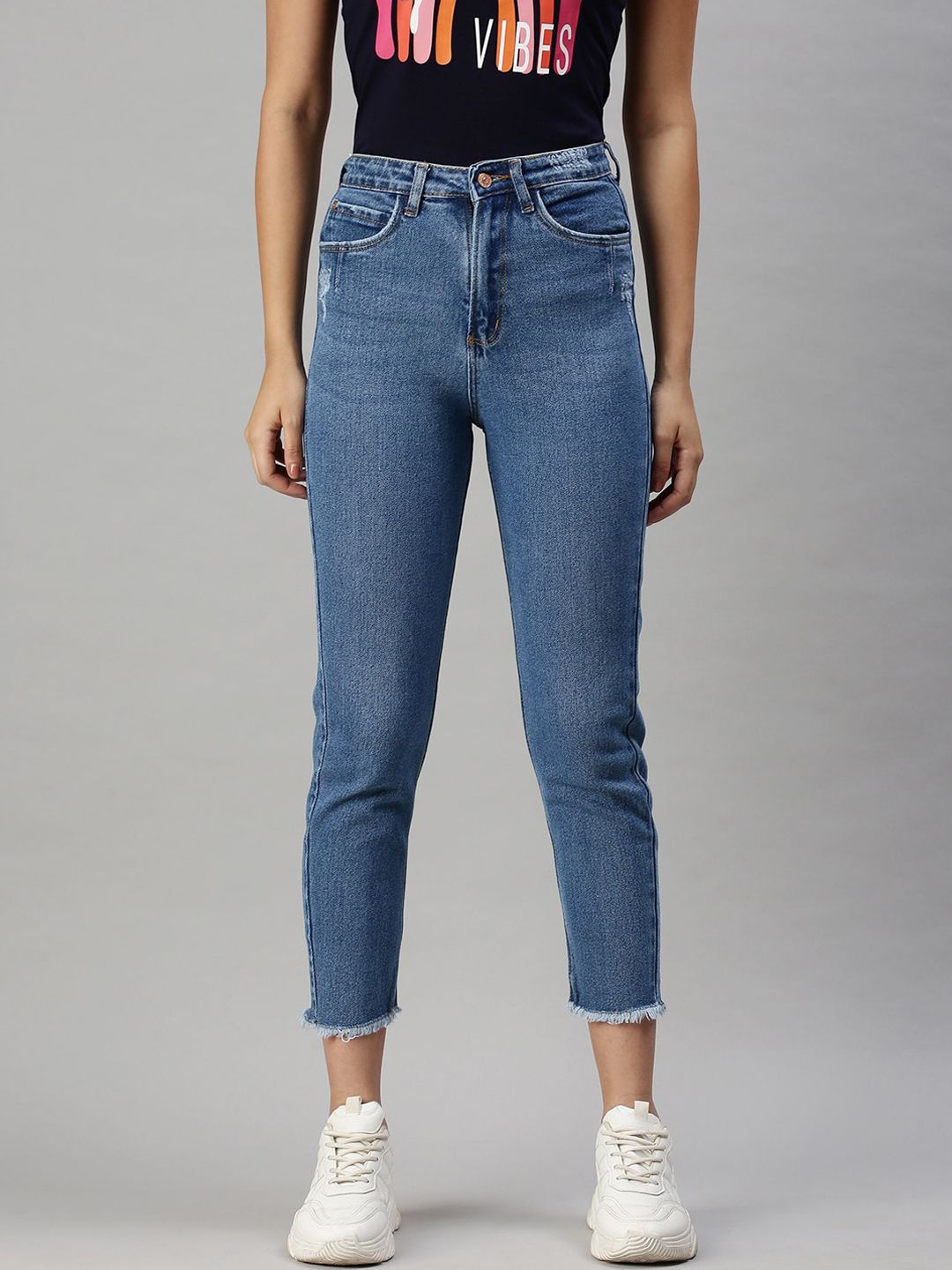 SHOWOFF Women Blue High-Rise Clean Look Stretchable Jeans Price in India
