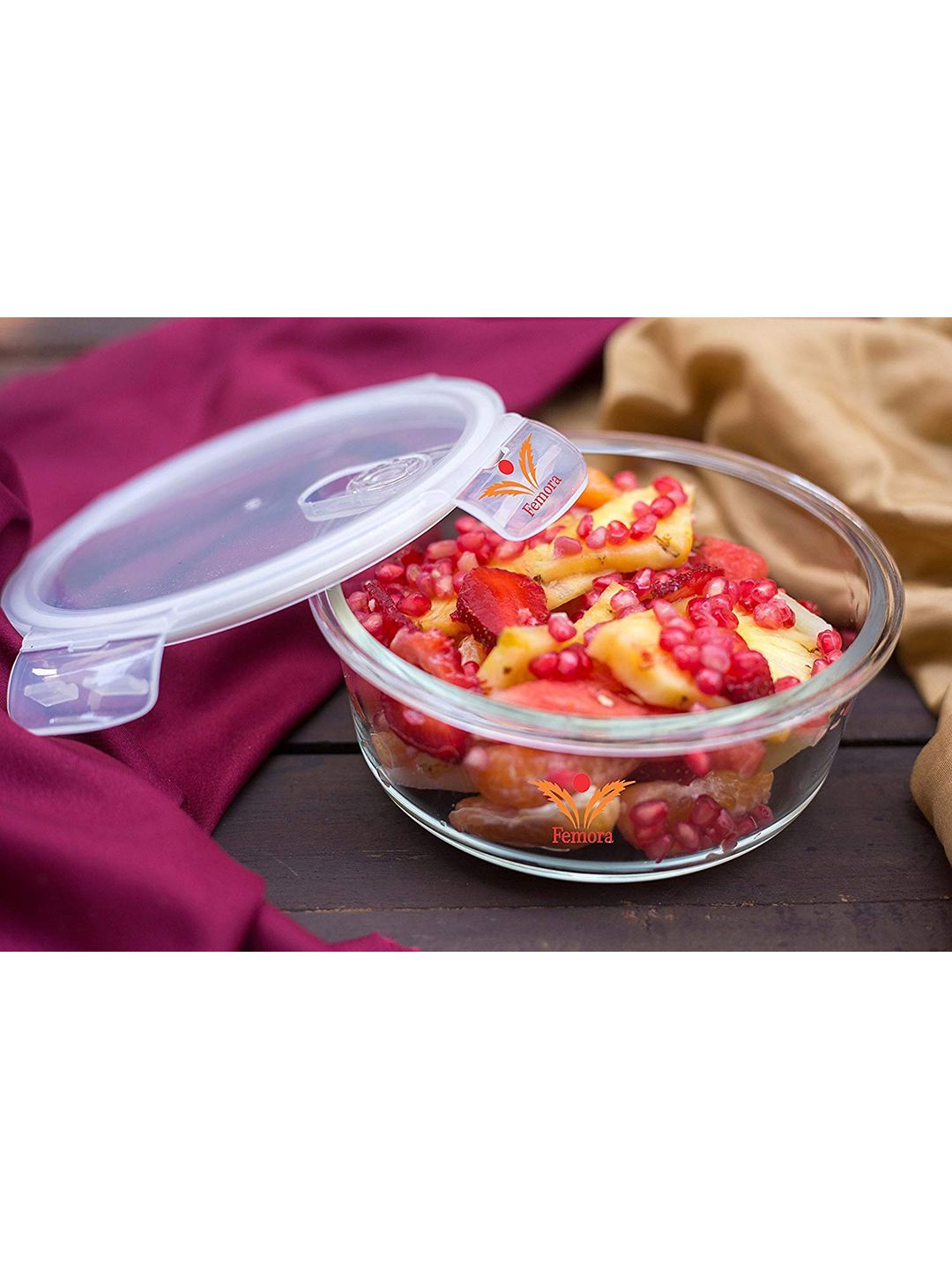 Femora Set Of 2 Transparent Glass Food Containers Price in India