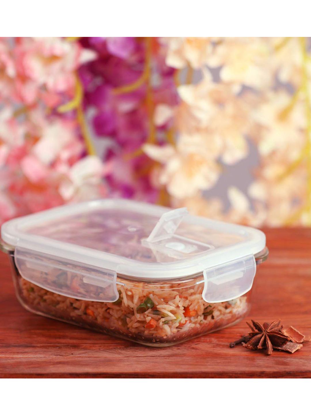 Femora Set Of 2 Borosilicate Glass Rectangle Food Container with Air Vent Lid Price in India