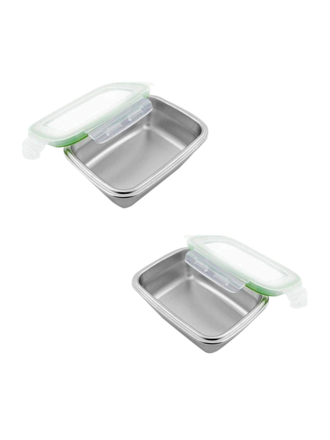 Femora Set Of 3 Silver-Toned & Green Stainless Steel Storage Containers Price in India