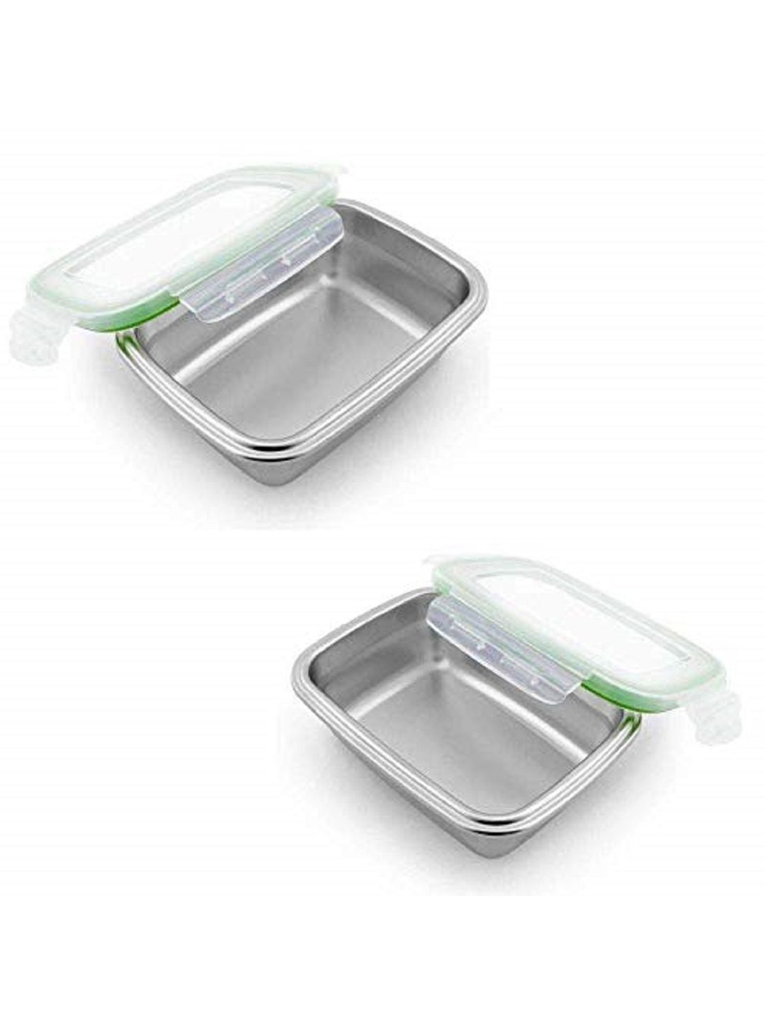 Femora Set Of 2 Silver-Toned & Green Stainless Steel Storage Containers Price in India